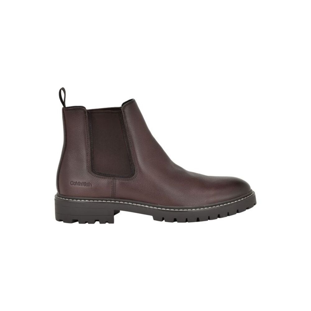 CALVIN KLEIN Mens Brown Back Pull-Tab Letrel Almond Block Heel Chelsea Boot 10 - Picture 3 of 4